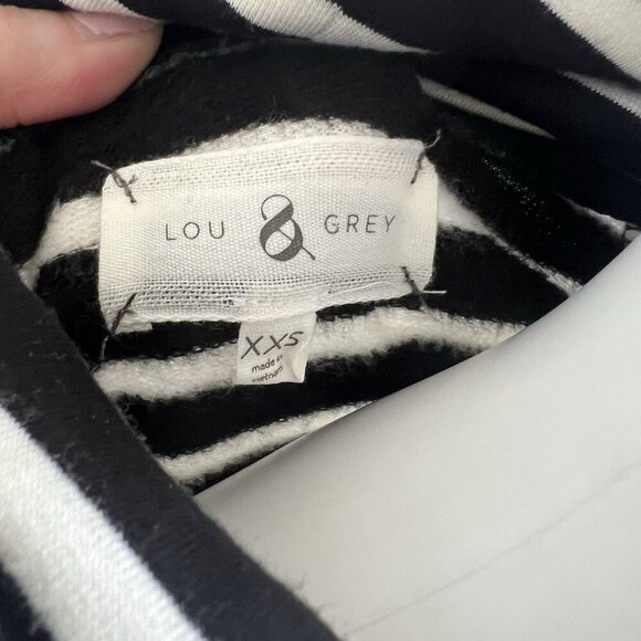 Lou & Grey XXS Striped  Drawstring Cowl Neck Athleisure Long Sleeve Dress - Picture 4 of 7